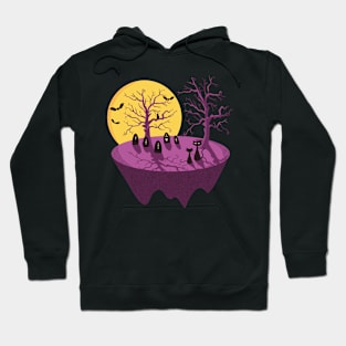 Mid-Century Modern Cats In Spooky Graveyard Hoodie